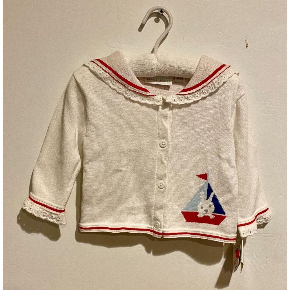 Elegant Baby Girls 12Mo Bunny Sailor Collared lace